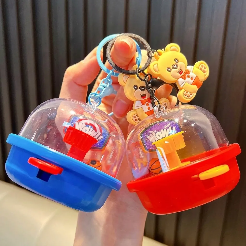 Mini Máquina de Juego de Baloncesto de Oso Llavero Con Sonido Lindo Oso de Dibujos Animados Colgante de Bolsa para Niños