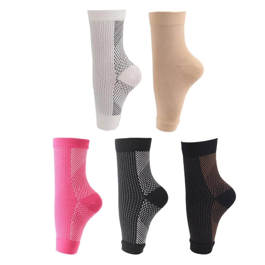 Unisex Sports Compression Ankle Sleeve Four Way Stretch Open Toe Supportive Foot Guard Ribbed Knit Compression Socks For Running Yoga Workout Gym Protection