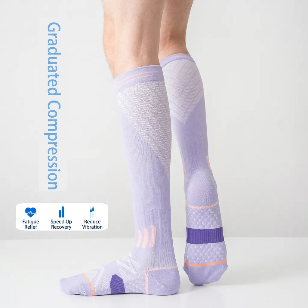 Unisex Kniehoge Compressiekousen Voor Hardlopen Sport Fitness Yoga Gegradueerde Druk Kuitsteun Antislip Sportkousen