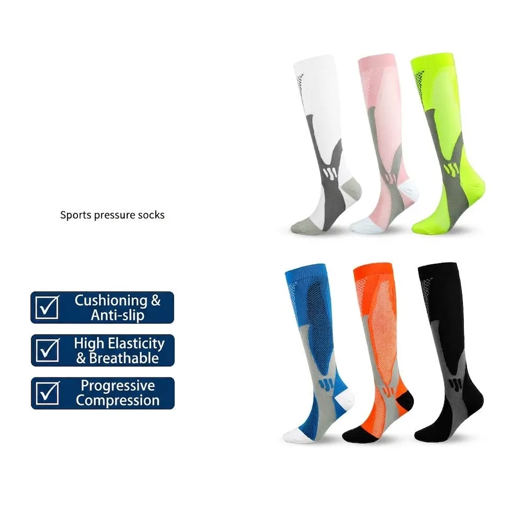 Calze a Compressione Sportive Unisex Traspiranti Sotto il Ginocchio per Ciclismo Calcio Corsa