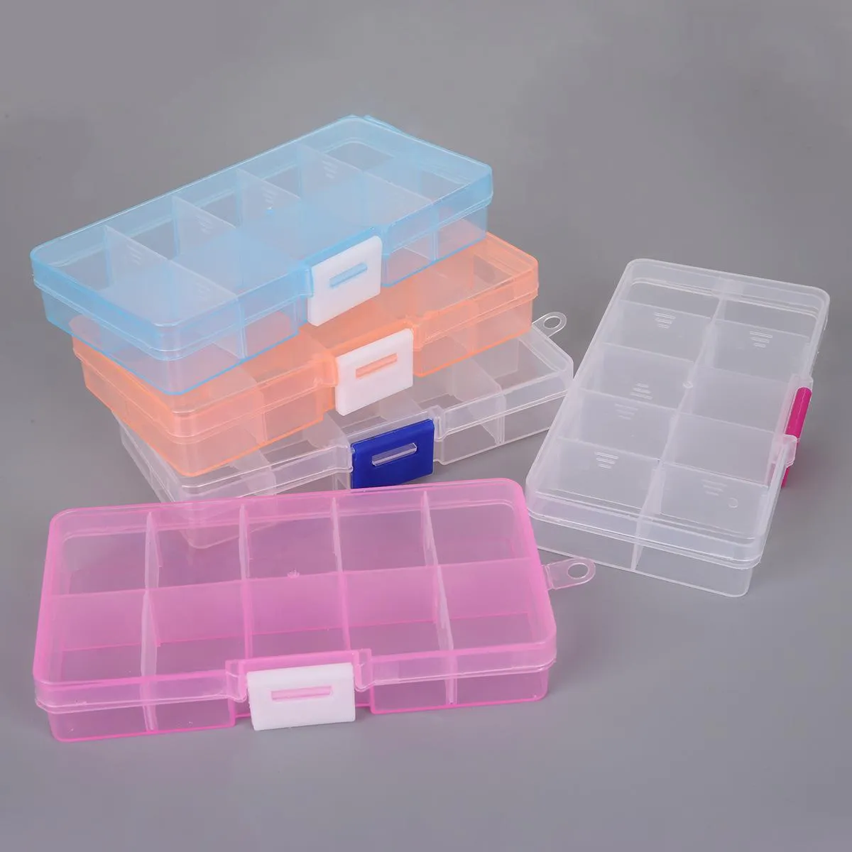 Multi-compartment Transparent Plastic Jewelry Storage Box Divided Organizer For Earrings Beads Small Accessories Portable Craft Container