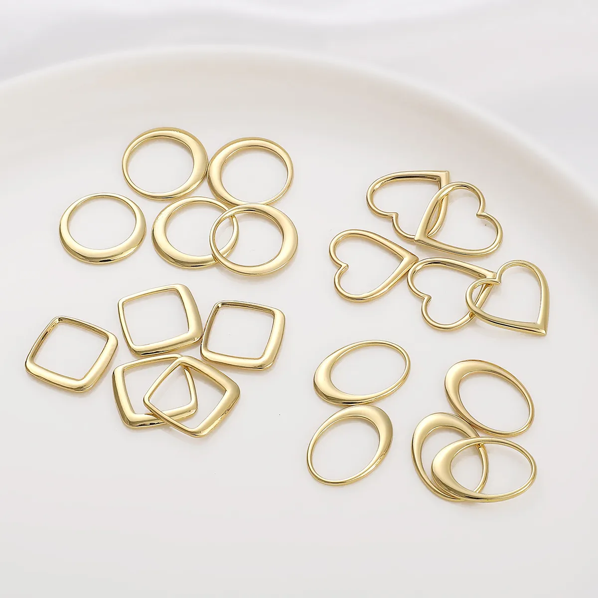 Colgantes de Cobre Llenos de Oro de 14K Marco Abierto Geométrico Corazón Óvalo Rombo Redondo Para DIY Pendientes Fabricación de Joyas Accesorios Mujer