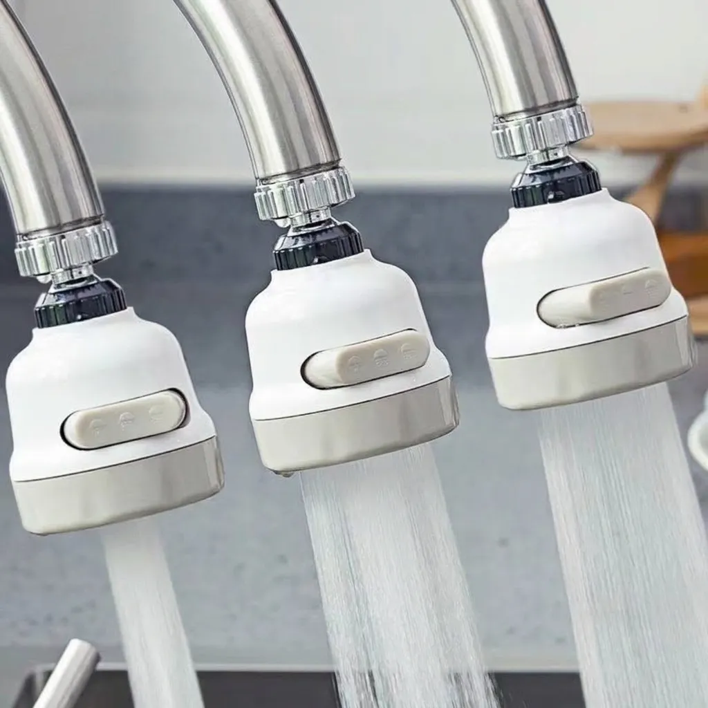 3 Modes Adjustable Kitchen Faucet Aerator Pressurized Splash-Proof Head 360 Degree Swivel ABS Faucet Extender For Kitchen Sink