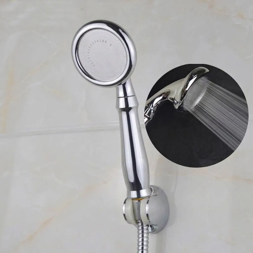 High Pressure Handheld Shower Head Water Saving Chrome ABS Bathroom Showerhead Spray Nozzle With Stainless Steel Panel