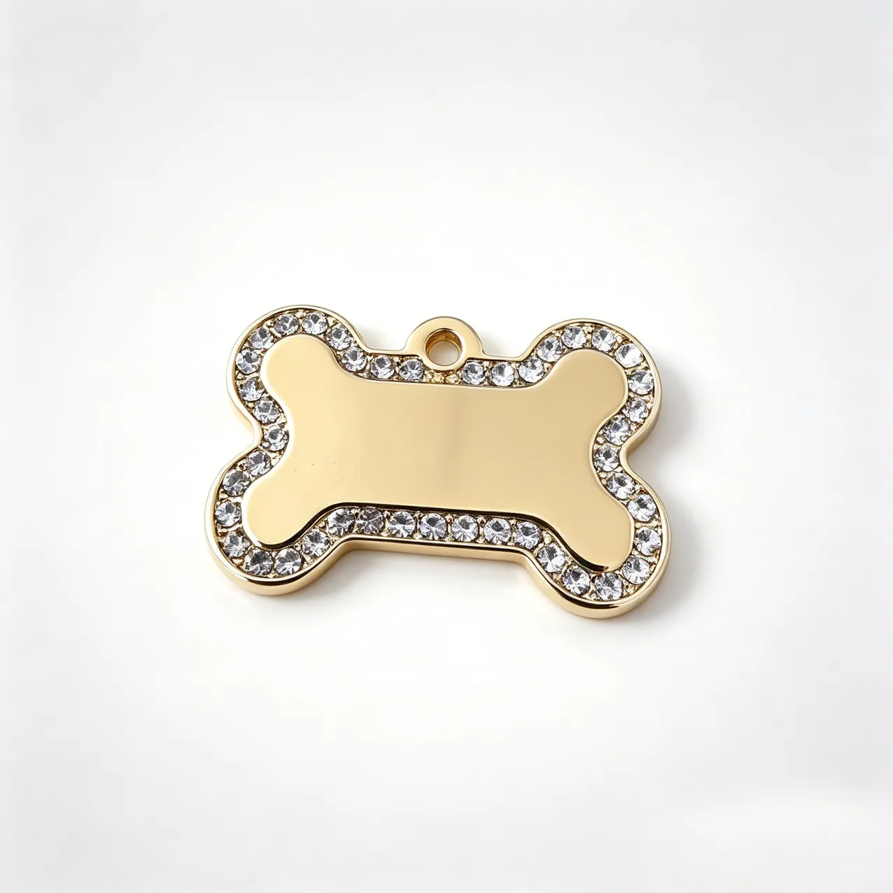 Stainless Steel Rhinestone Bone Shaped Pet ID Tag Blanks Shiny Dog Cat Name Collar Pendant Accessories For Pets
