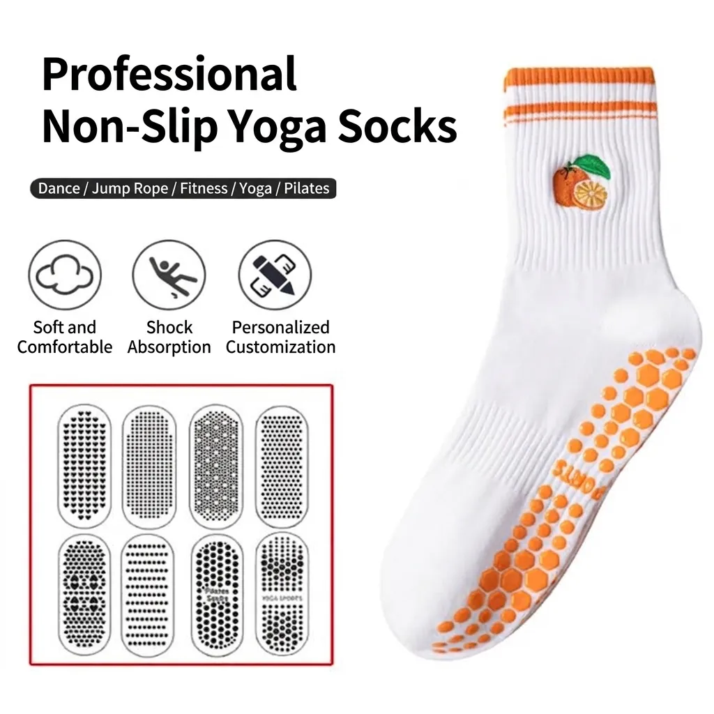 Calze da Yoga al Polpaccio da Donna con Grip in Silicone Antiscivolo in Cotone per Pilates Fitness Sport al Chiuso