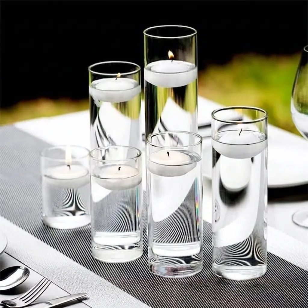 Transparenter Borosilikatglas Zylinder Kerzenständer Schwimmkerzenbecher Für Romantische Hochzeit Party Abendessen Dekoration