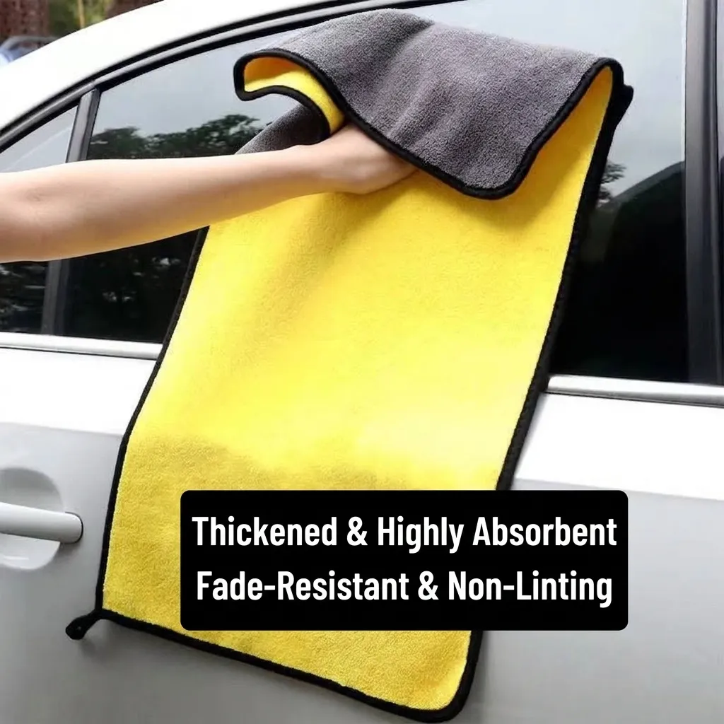 Thickened Coral Fleece Car Wash Towel High Absorbent Double Sided Microfiber Cleaning Cloth Lint Free Glass Cleaning Towel