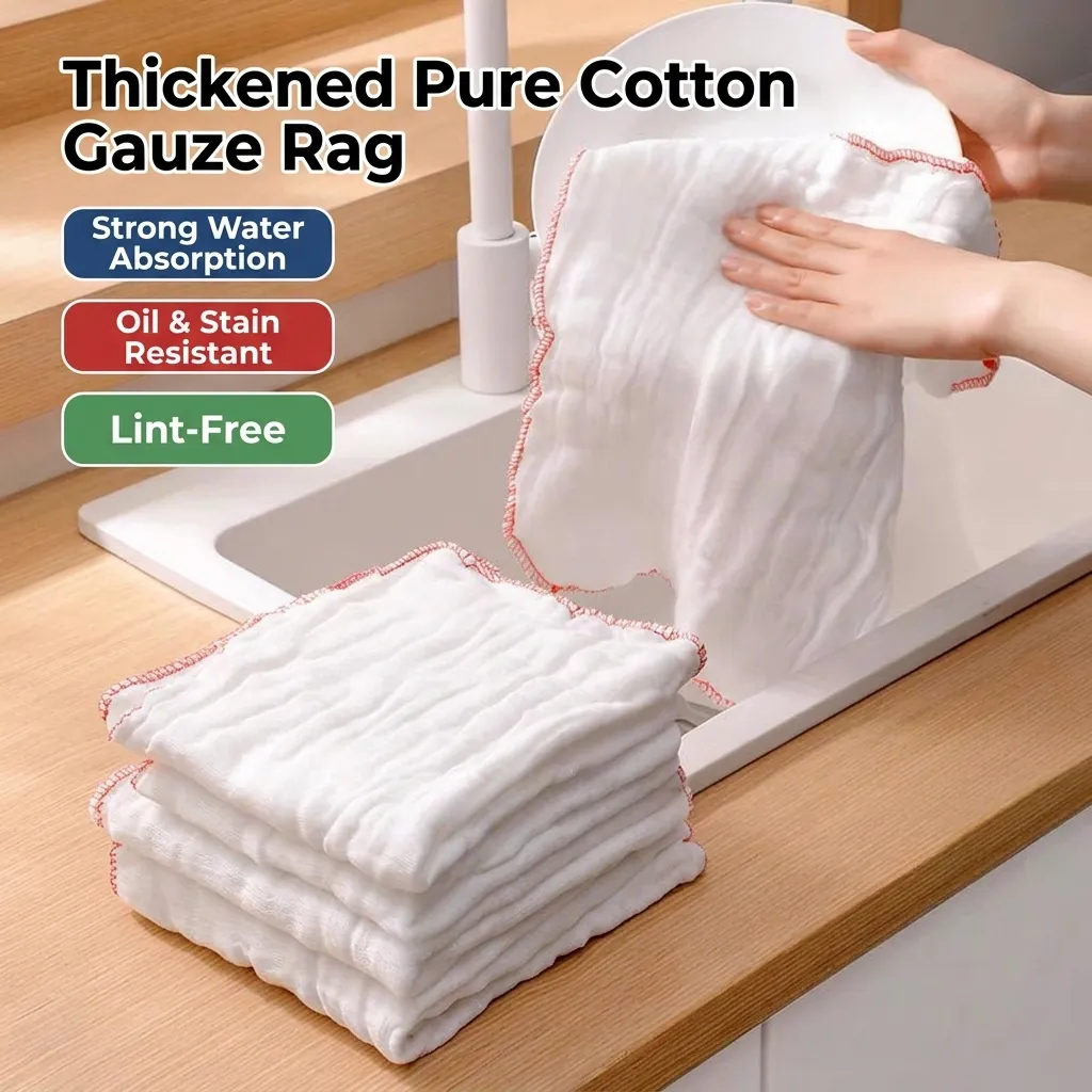 Paño de Cocina de Hilo de Algodón Reutilizable Paño de Limpieza de Cocina de Gasa Espesada Absorbente Toalla de Plato No Grasa