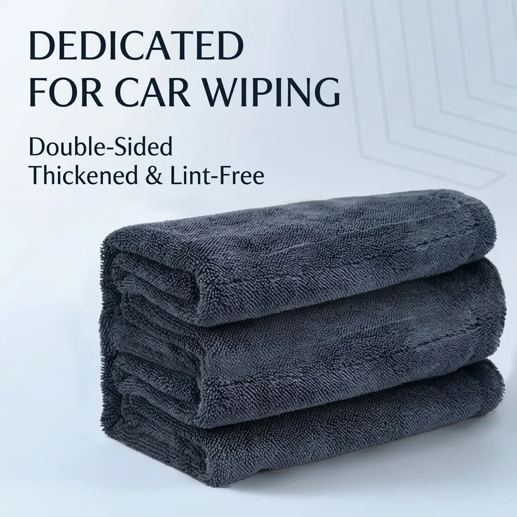 Microfiber Twist Loop Car Drying Towel High Absorbency Lint Free Thickened Auto Detailing Cleaning Cloth Grey Wash Towel For Car Home
