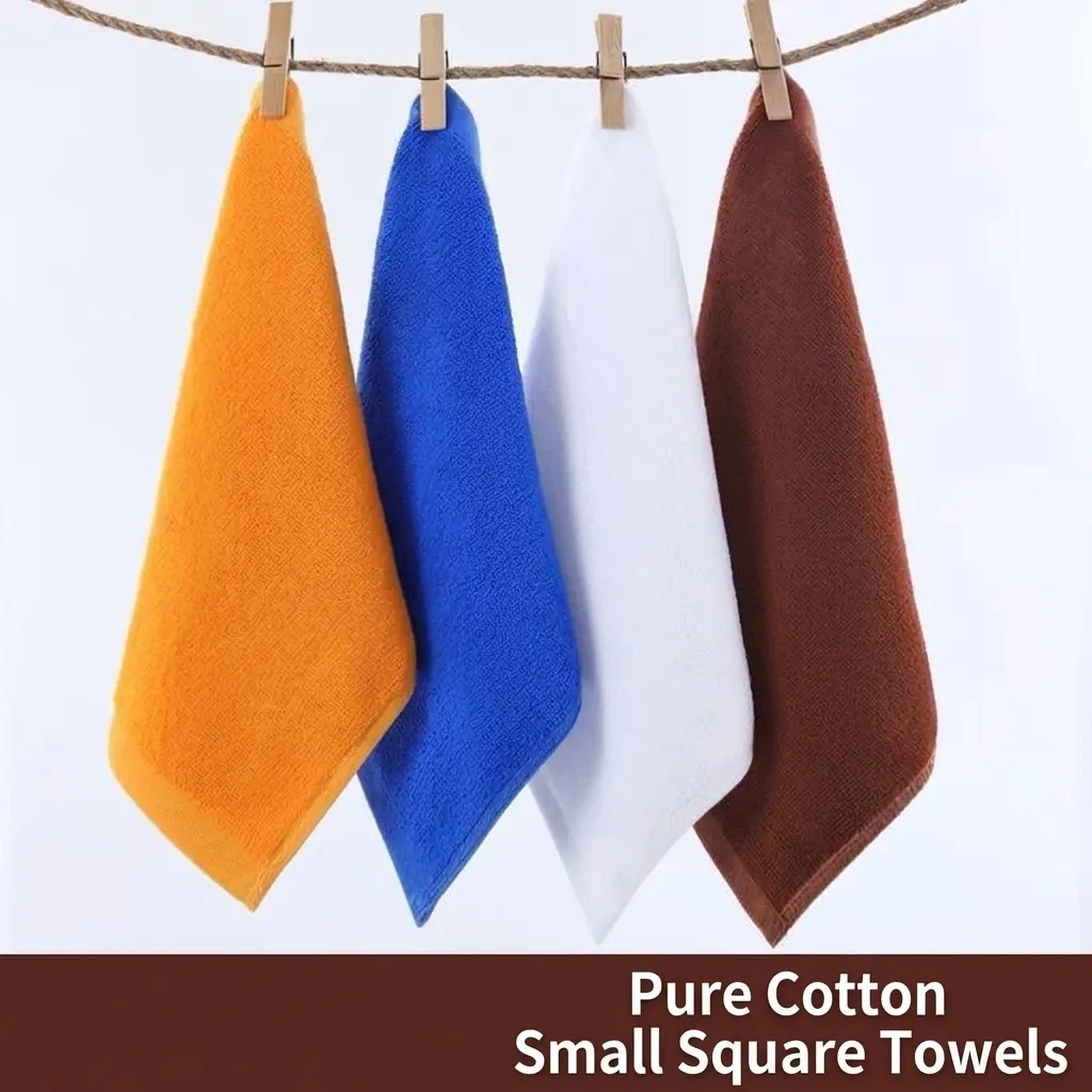 Pure Cotton Square Hand Towels Absorbent Solid Color Face Towel For Kitchen Bathroom Hotel Small Square Cotton Towels