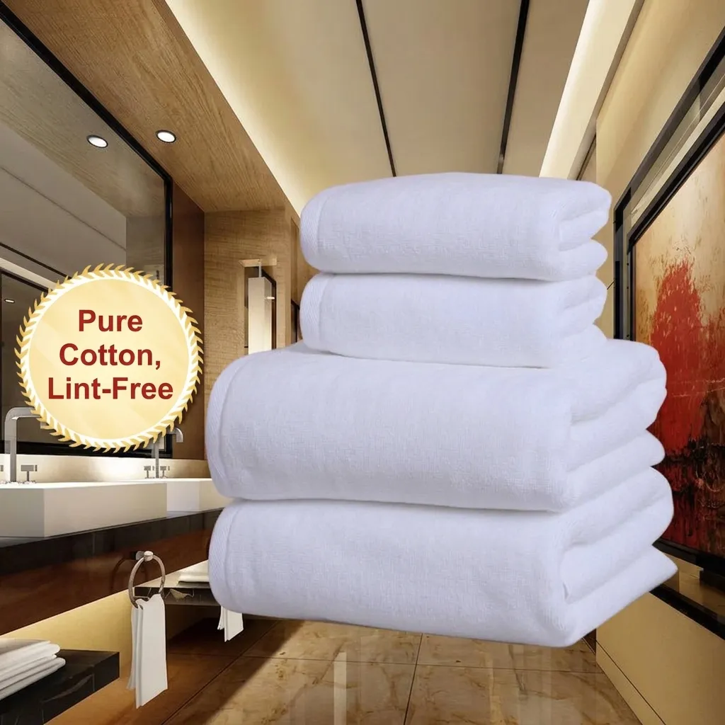 Professional Hotel Grade White 100% Cotton Thickened Highly Absorbent Bath Towel And Face Towel For Spa Beauty Salon Home Bathroom Soft Plain Weave Towel