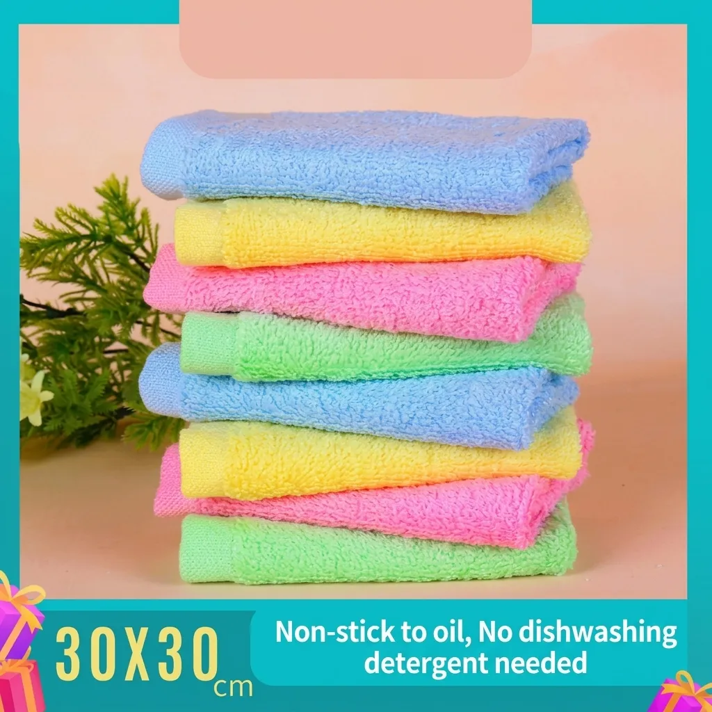 Wood Fiber Kitchen Dishcloth Thickened Absorbent Dish Rags For Household Pot Bowl Cleaning Non Stick Oil Washable Cleaning Cloth