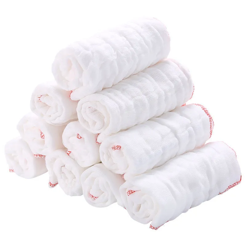 Strofinaccio in Pura Garza di Cotone Inspessito per Uso Domestico Bianco Bordo Overlock Rosso Assorbente Resistente all'Olio per Cucina