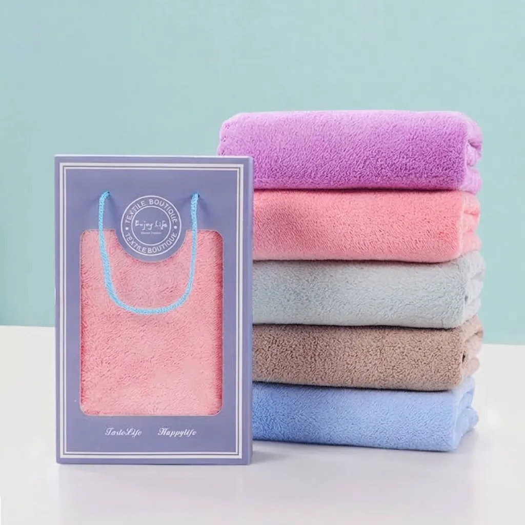 Korallenvlies Handtuch Geschenkbox Set Weiches Saugfähiges Handtuch Mit Spitzenbesatz Für Hochzeit Geschäftsgeschenke Souvenir