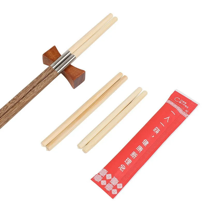 Natural Bamboo Splicing Replaceable Chopstick Heads Set For Hotel Restaurant Healthy Dining Stainless Steel Connector Accessory