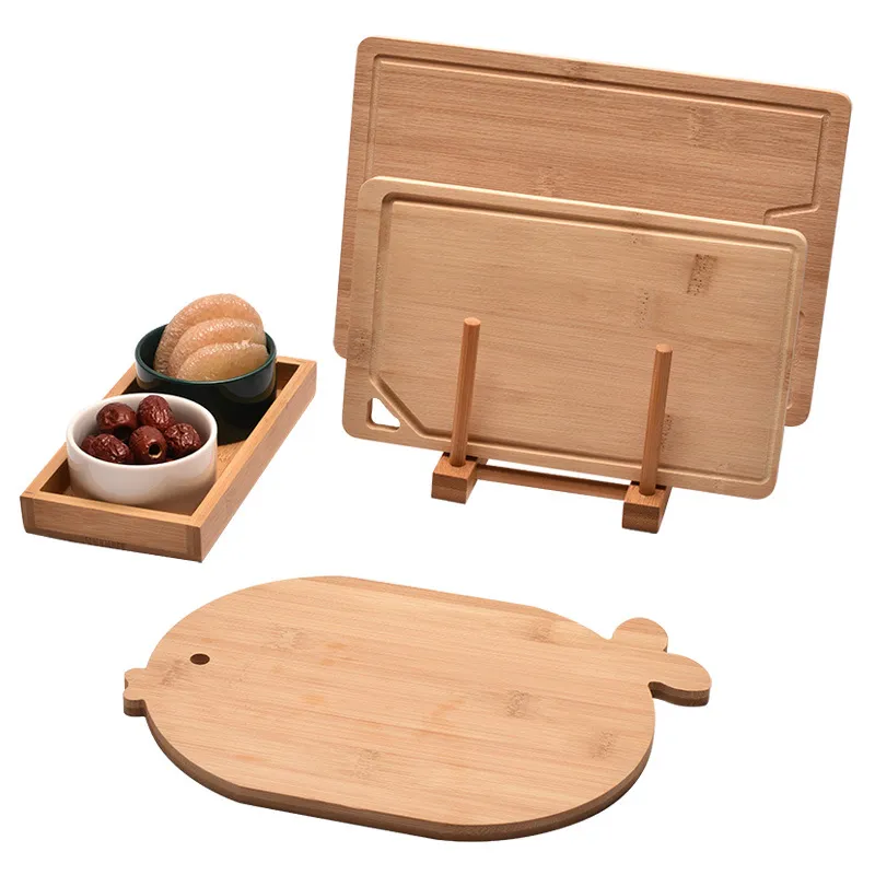 Double Sided Bamboo Cutting Board For Kitchen Fruit Vegetable Complementary Food Cartoon Animal Shaped Chopping Block Household Mini Dormitory Portable Board