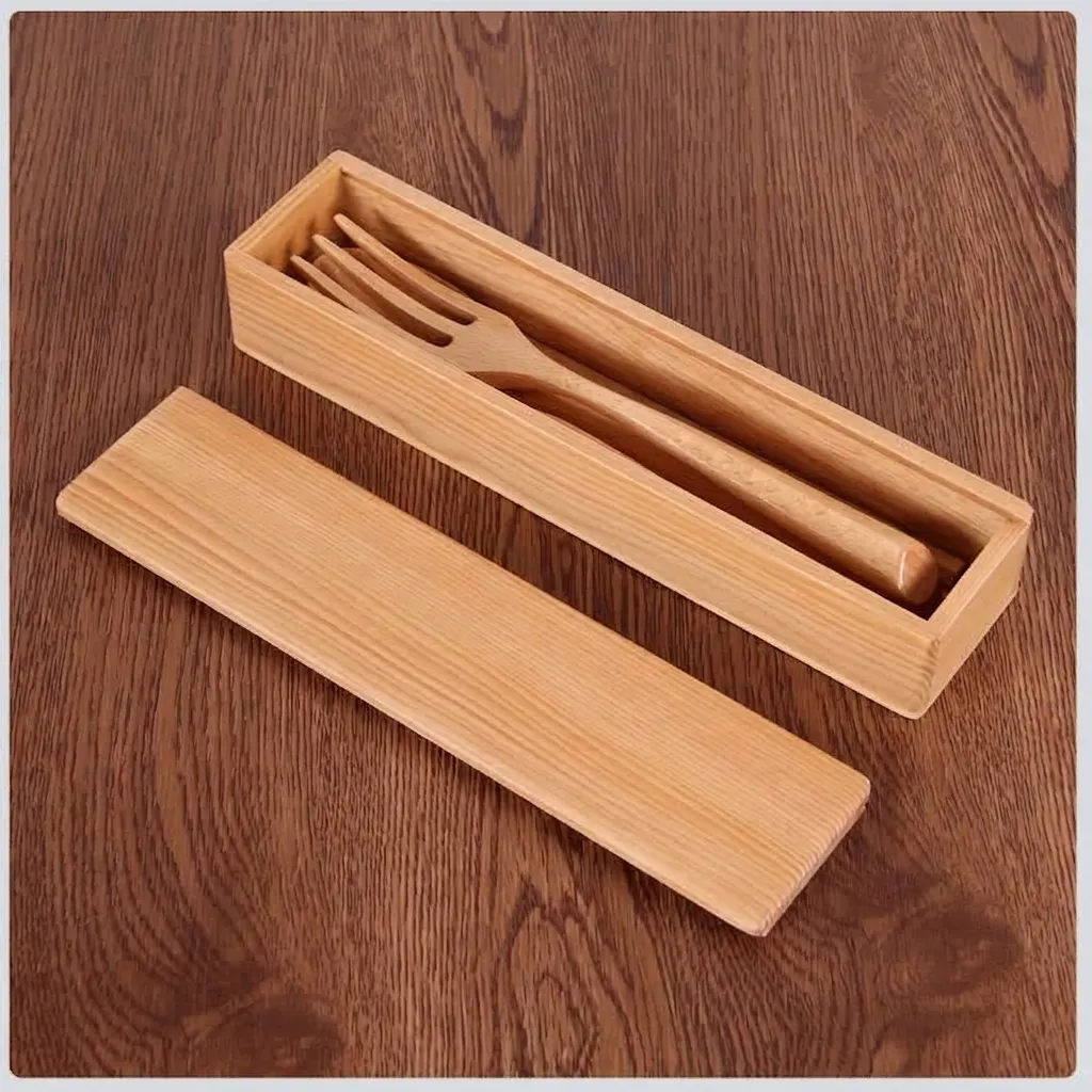 Tragbares Besteckset Aus Holz Umweltfreundliches Löffel Gabel Stäbchen Set Wiederverwendbare Reiseutensilien Mit Aufbewahrungsbox Für Camping