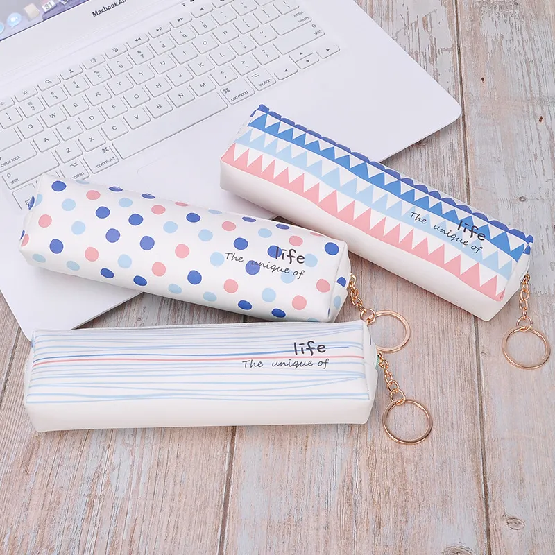 Cute PU Leather Pencil Case Multifunctional Student Coin Purse Cartoon Key Case Desktop Stationery Storage Bag For Students Kids Office