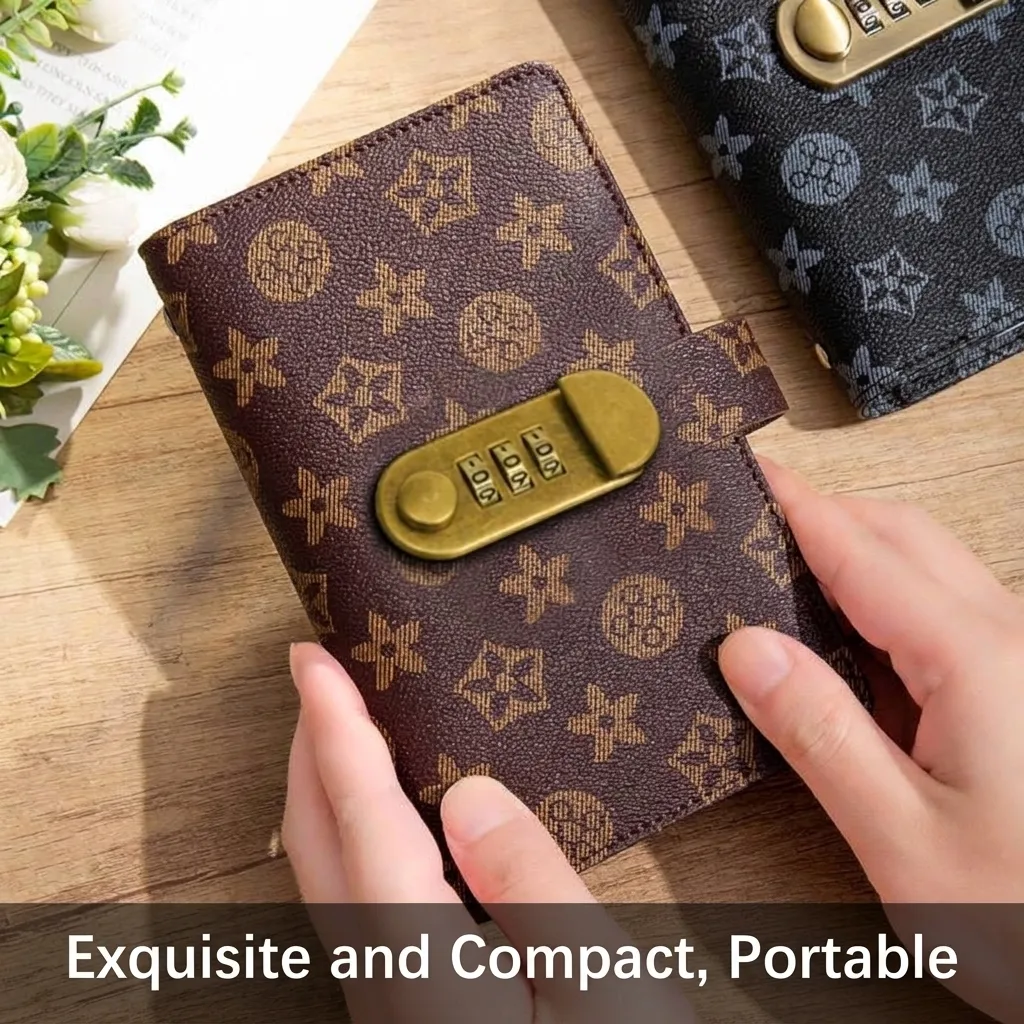 Budget Binder in Pelle PU Retrò Con Lucchetto a Combinazione Portatile Organizzatore di Contanti Taccuino per Risparmio