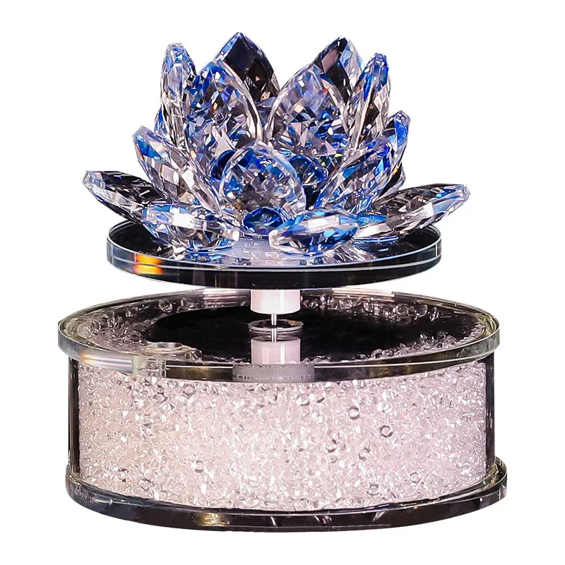 Moderner Luxus Facettierter Künstlicher Kristall Lotus Blume Auto Armaturenbrett Ornament Dekoration Mit Feder Künstliche Perle Kissen Festliches Handwerk Geschenk