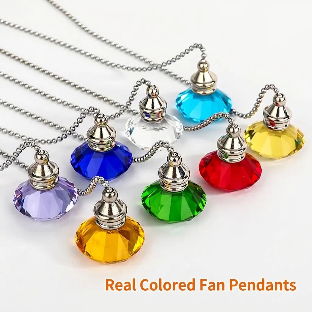 Crystal Ceiling Fan Pull Chain Ornament Diamond Glass Pendant With Ball Chain Decorative Pull Cord Extension For Home Fans