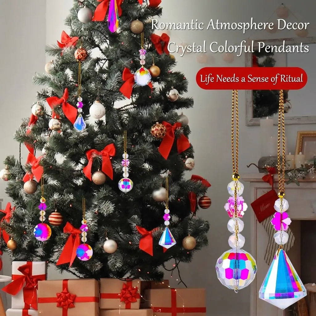 Weihnachtsbaum Deko Künstlicher Kristall Prisma Anhänger Träne Ball Regenbogen AB Hängende Ornamente Für Haus Party