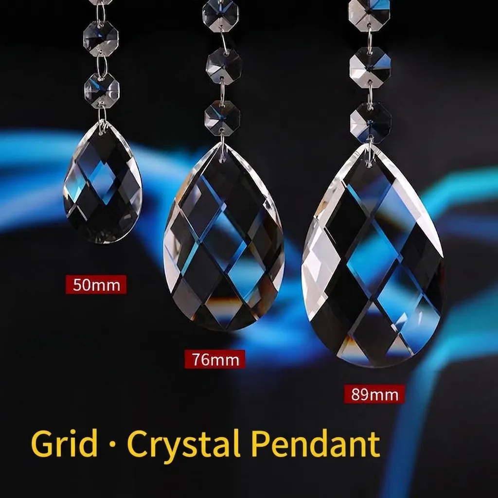 Colgante de Lágrima de Cristal Artificial de Lujo Facetado en Rejilla Accesorios para Lámpara de Techo Cortina de Cuentas Interior