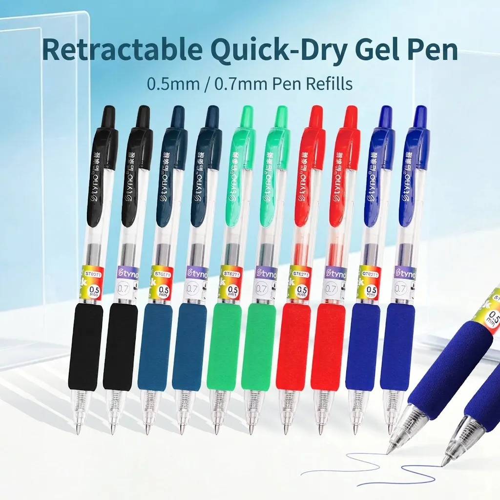 Set Penne Gel a Scatto Inchiostro Colorato ad Asciugatura Rapida Con Impugnatura in Gomma Cancelleria per Scuola Ufficio