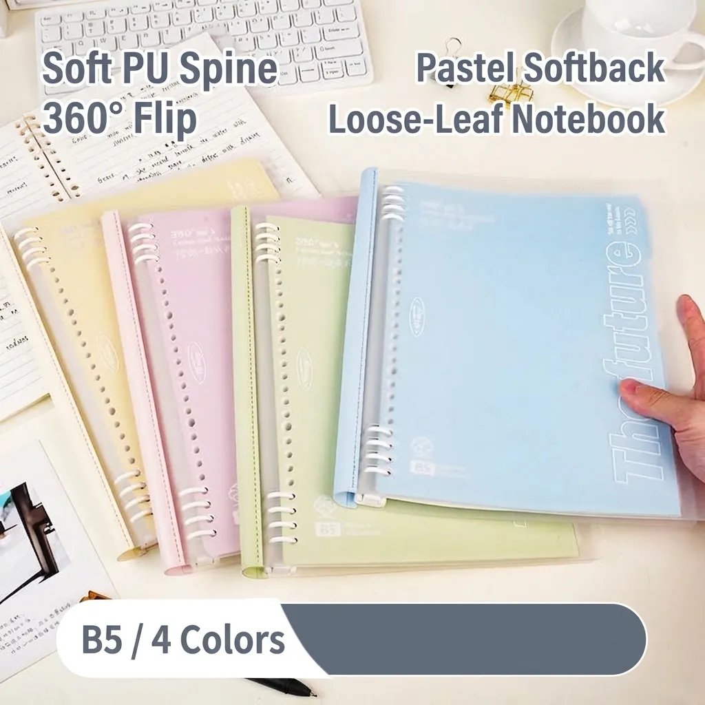 Pastell B5 Loseblatt Notizbuch PP Softcover Flexibler Rücken Faltbares Journal Für Studenten Büro Schule Schreibwaren