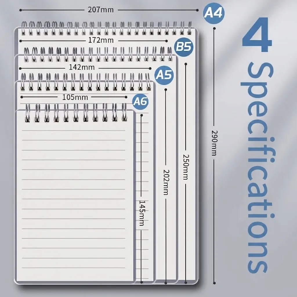 Minimalistisches Spiralnotizbuch Mit Oberer Klappe A4 B5 A5 A6 Gitter Liniertes Blanko Papiernotizbuch Für Studenten Büro PP-Einband