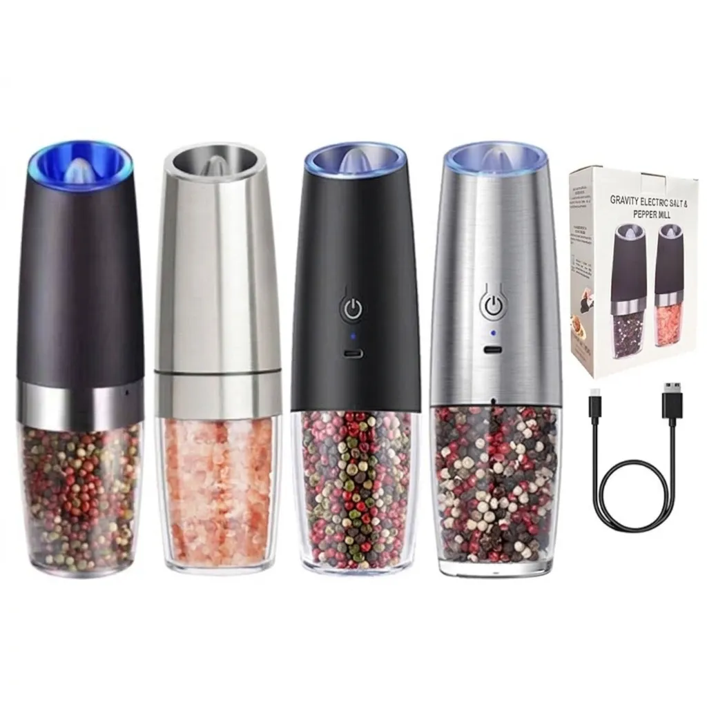 Gravity Electric Pepper Grinder Automatic Salt Mill Adjustable Coarseness Stainless Steel Glass Kitchen Spice Shaker KDL-546