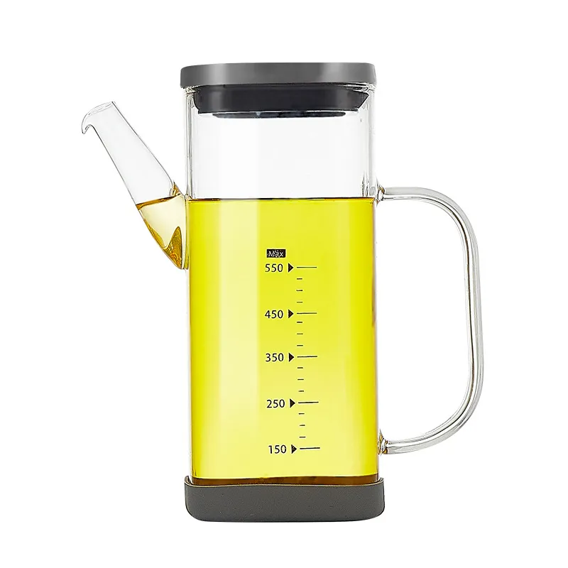 Borosilikatglas Ölflasche Auslaufsicherer Gewürzbehälter Mit Edelstahldeckel Und Silikonboden Skala Für Die Küche