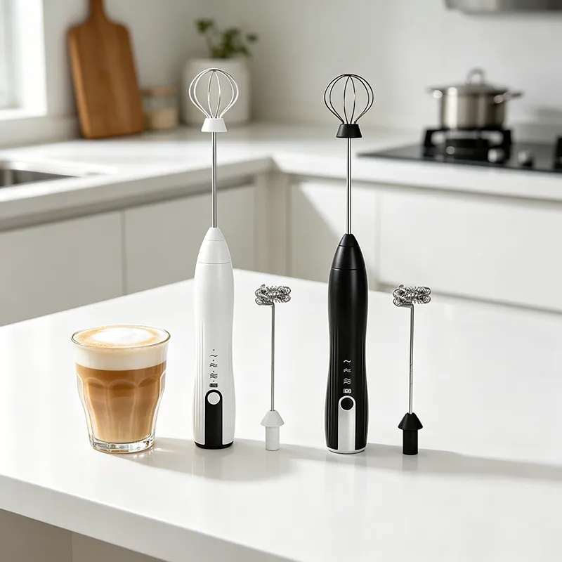 Rechargeable Electric Milk Frother Handheld Coffee Mixer With 2 Stainless Steel Whisks 3 Speeds Foam Maker For Latte Cappuccino Hot Chocolate Kitchen Tools