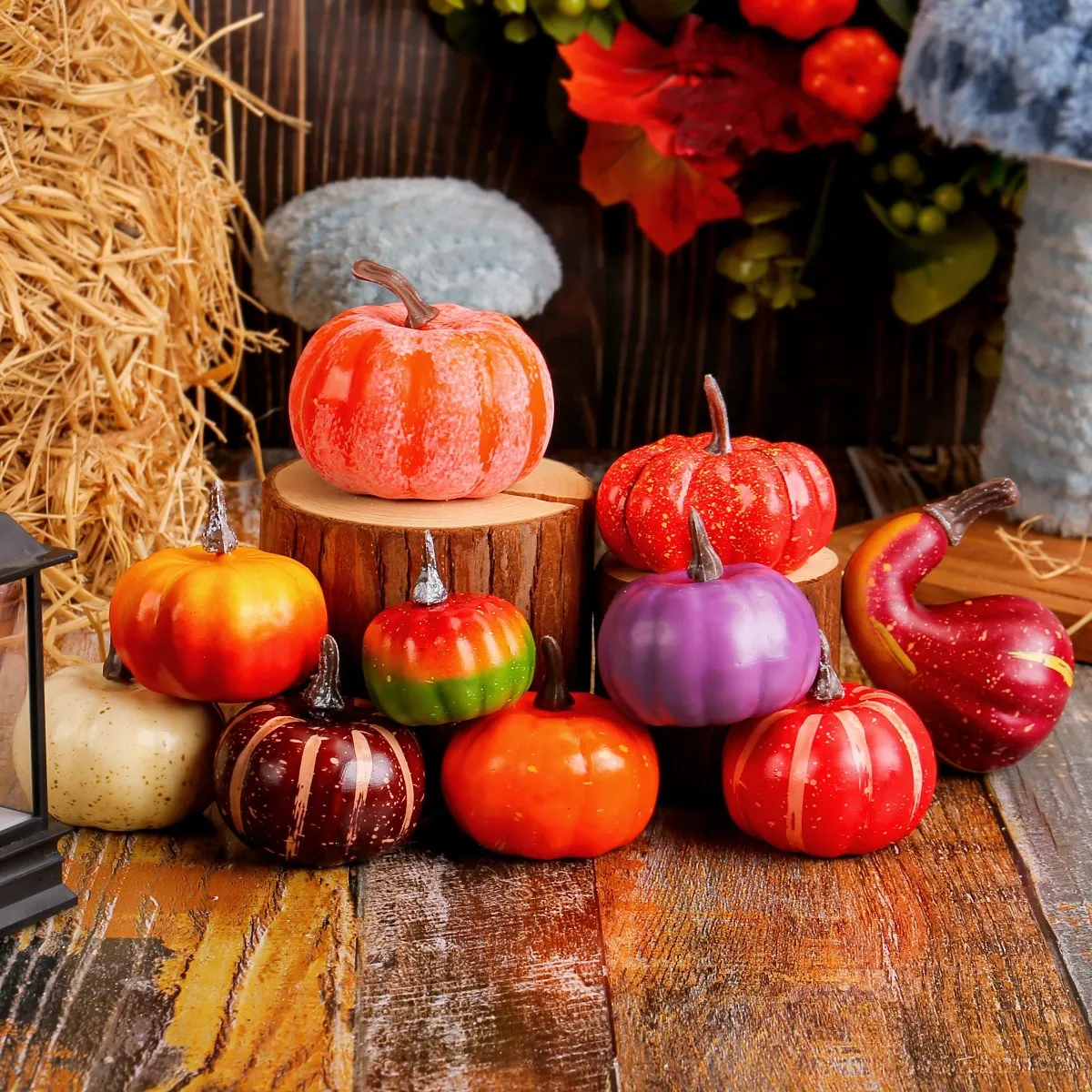 Halloween Thanksgiving Simulation Pumpkin Decorative Ornament Fake Foam Vegetables For Restaurant Shop Window Display Party Home Decor