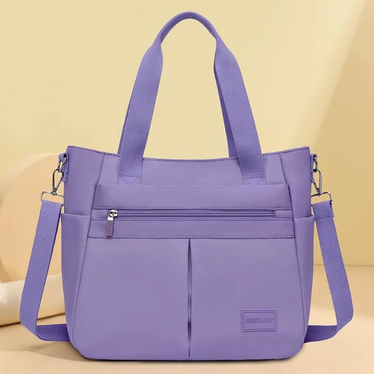 Große Kapazität Damen Casual Nylon Polyester Schultertasche Wasserdichte Umhängetasche Tote Handtasche Einfarbig Multi-Pocket Tasche