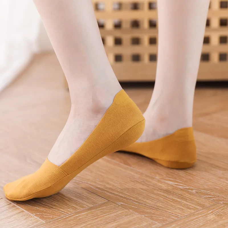 Damen Baumwolle Unsichtbare Socken Anti Rutsch Silikon Niedriger Schnitt Boot Socken Atmungsaktiv Weich Dünn Sommer Strümpfe