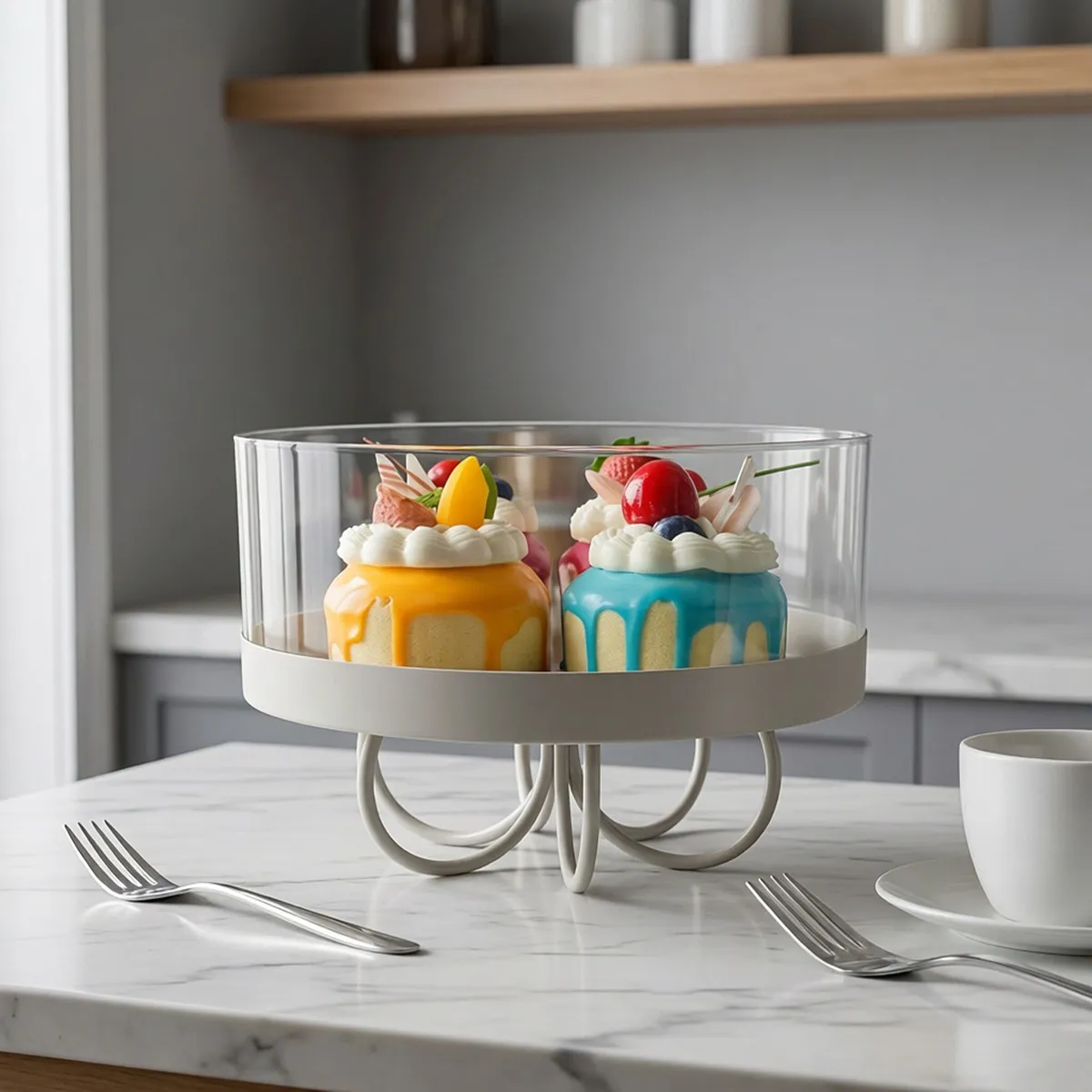 Modern Iron Acrylic Dessert Stand With Lid Transparent Snack Storage Tray For Party Wedding Pedestal Cake Plate Fruit Holder