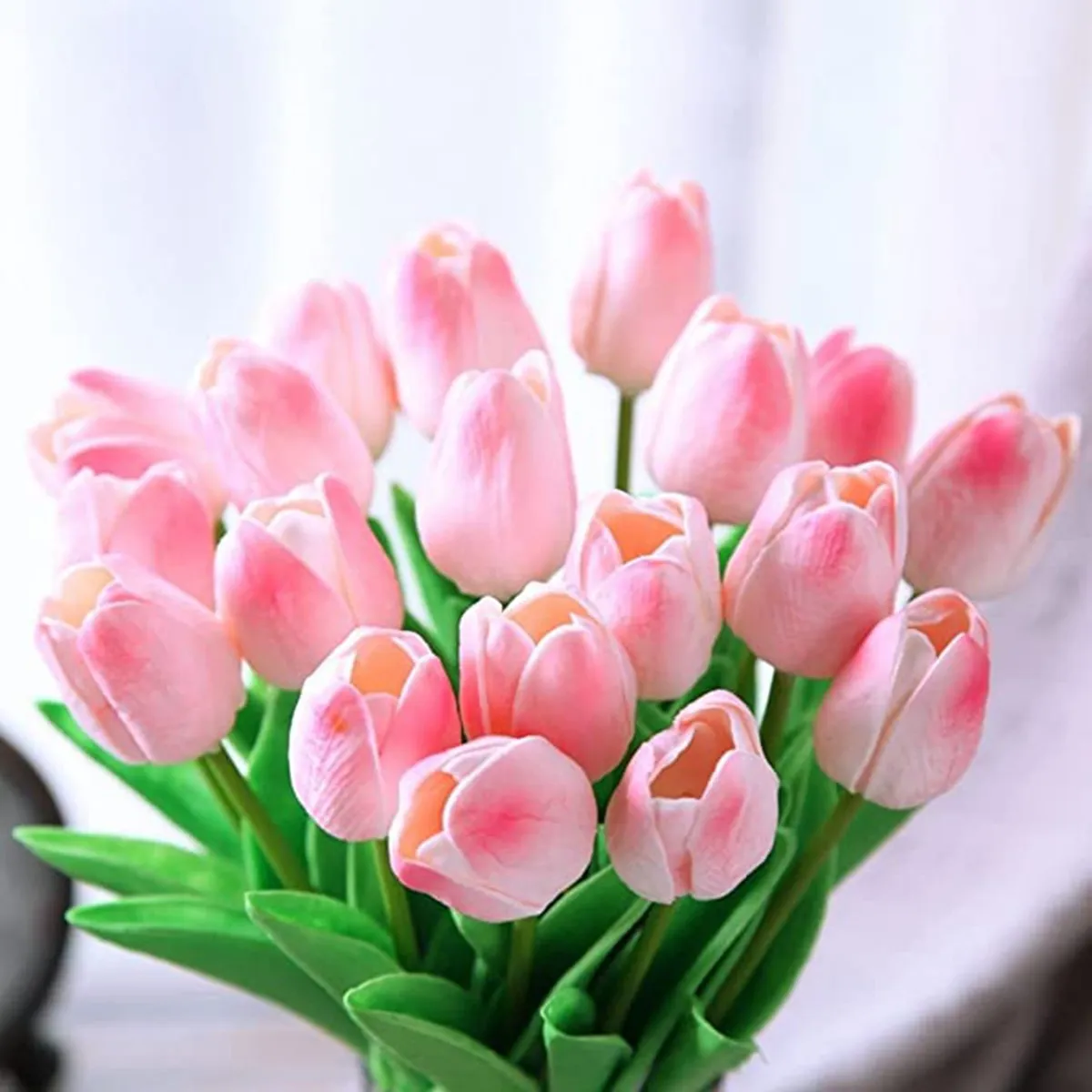 Nordic Artificial Tulip Flowers PU Real Touch Mini Fake Tulips For Home Living Room Office Wedding Party Decoration