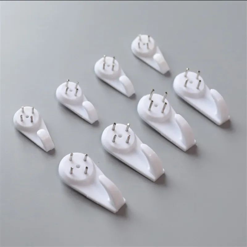 Seamless Invisible Wall Hooks Plastic White Hardwall Hangers For Photo Frames Oil Paintings Wedding Photos Mounting Hardware