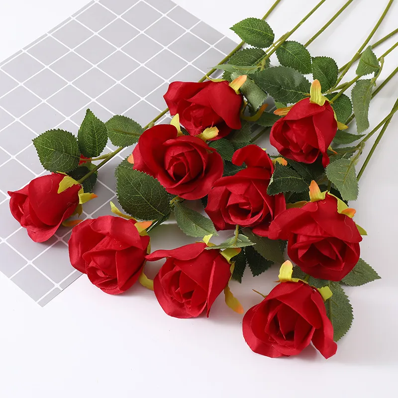 Artificial Snow Mountain Rose Satin Flower Single Stem For Home Living Room Wedding Party Table Floral Decor Faux Flower Ornament