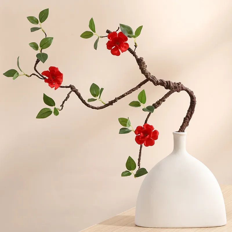 Rama de Magnolia Artificial Estilo Zen Tallo de Espuma Madera Muerta Verdor Artificial Flor de Seda Para Decoración Hogar Boda