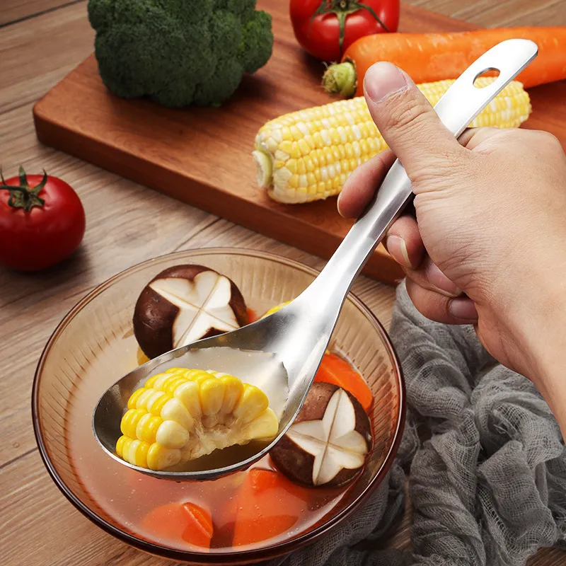 Food Grade Stainless Steel Soup Spoon Long Handle Mirror Polished Serving Ladle For Home Kitchen Porridge Soup