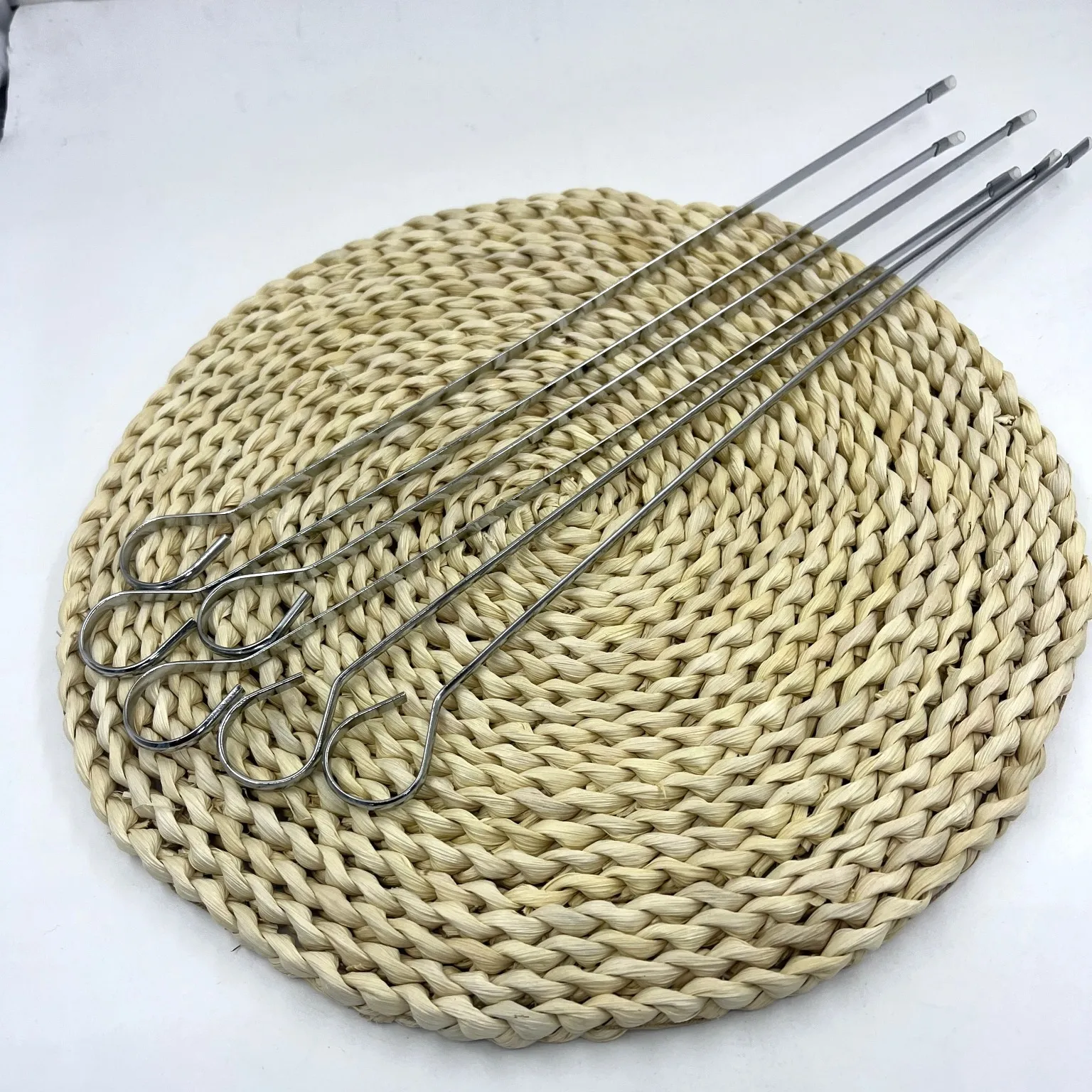 Brochettes de Barbecue en Acier Inoxydable Bâtons de Grillage Plats en Métal Poignée Anneau Viande Légumes Outils de Grillage Ustensiles de Cuisine de Camping en Plein Air