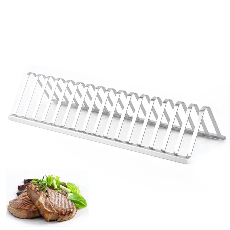 Rejilla de Barbacoa de Acero Inoxidable Soporte de Costillas Triangular para Camping Al Aire Libre Cocina Interior Barbacoa