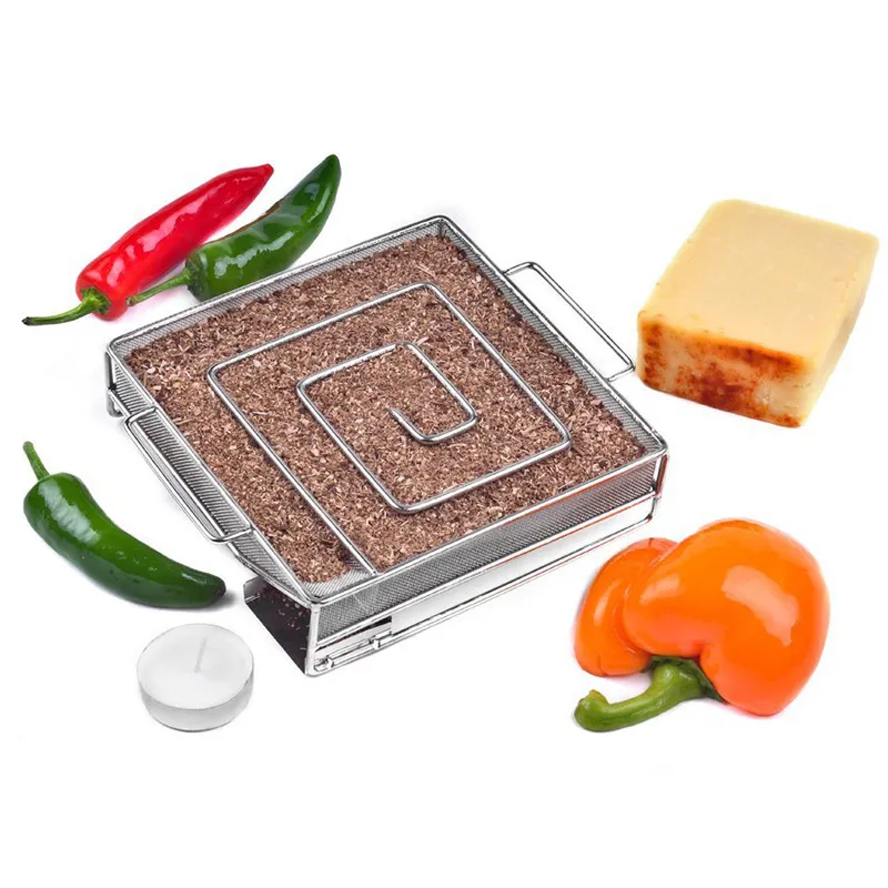 Square Stainless Steel Cold Smoke Generator Smoker Box For BBQ Wood Chips Smoking Meat Outdoor Camping Grill Accessories