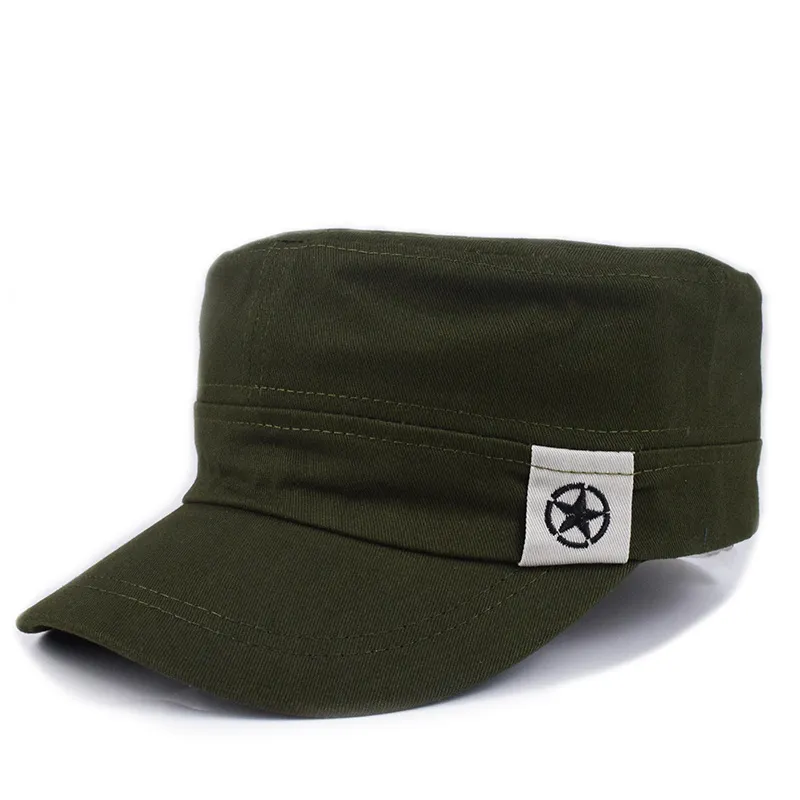 Cotton Flat Top Cadet Hat For Men Women Military Style Patrol Cap Breathable Sun Hat Outdoor Casual Vintage Baseball Cap