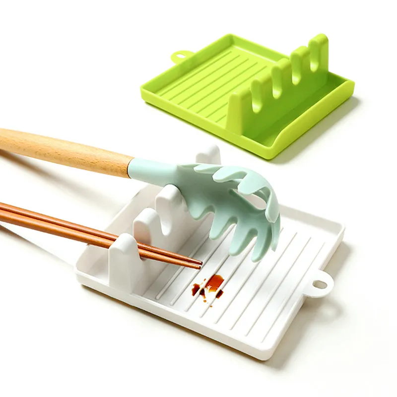 Modern PP Plastic Pot Lid Holder Kitchen Utensil Rest Spatula Rack Draining Stand Multifunctional Countertop Organizer