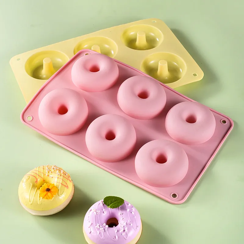 Molde para Donuts de Silicona de Grado Alimenticio Color Macaron Molde Redondo para Donuts para Galletas Herramientas de Decoración de Pasteles
