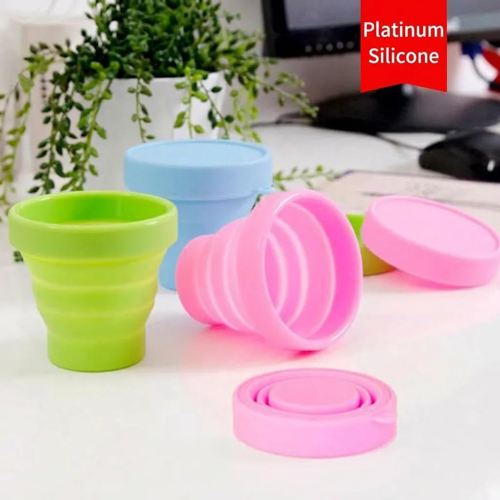 Gobelet Pliable en Silicone Portable Tasse d'Eau Pliable Avec Couvercle Pour Voyage En Plein Air Randonnée Camping Style Minimaliste